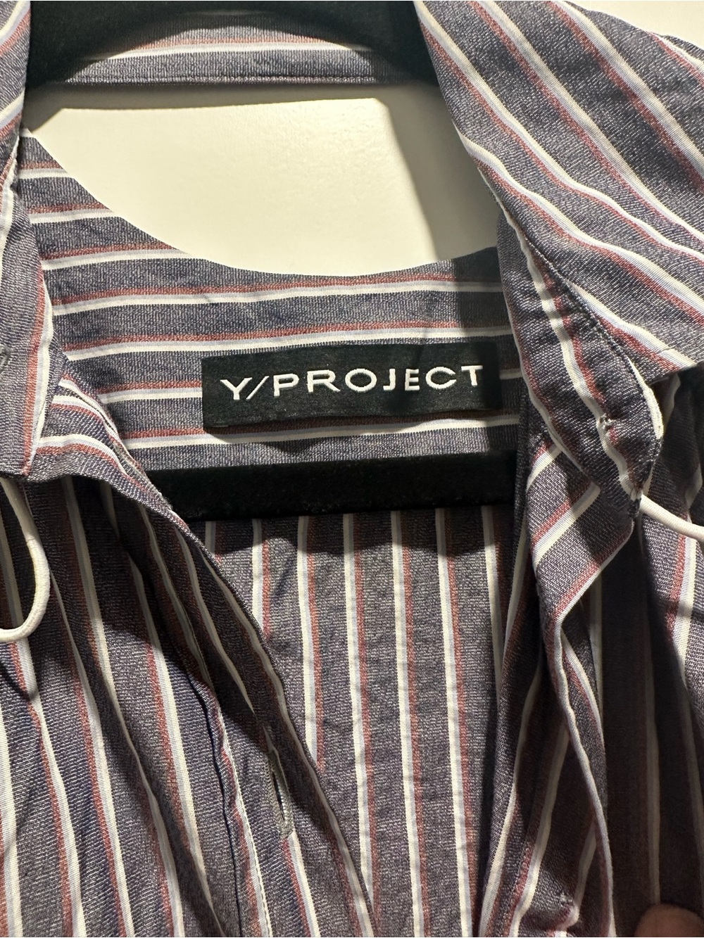 Y/Project Black and White Striped Deconstructed Button-Down Shirt Dress - Picture 3 of 5